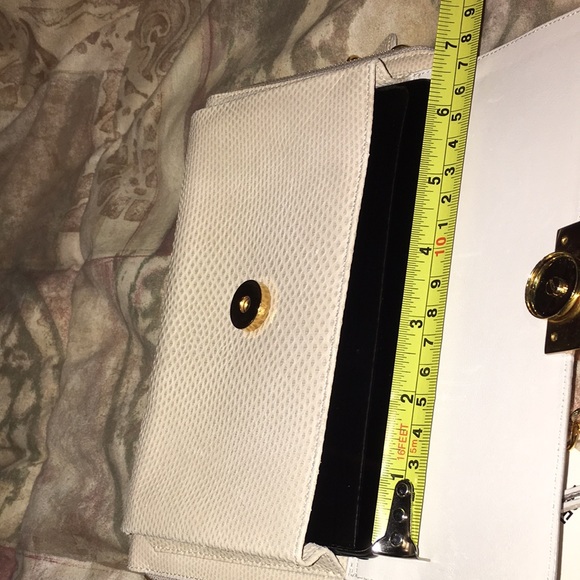 NWT St. John Cream wallet bag on Gold Chain Reptile $395 - Picture 11 of 16